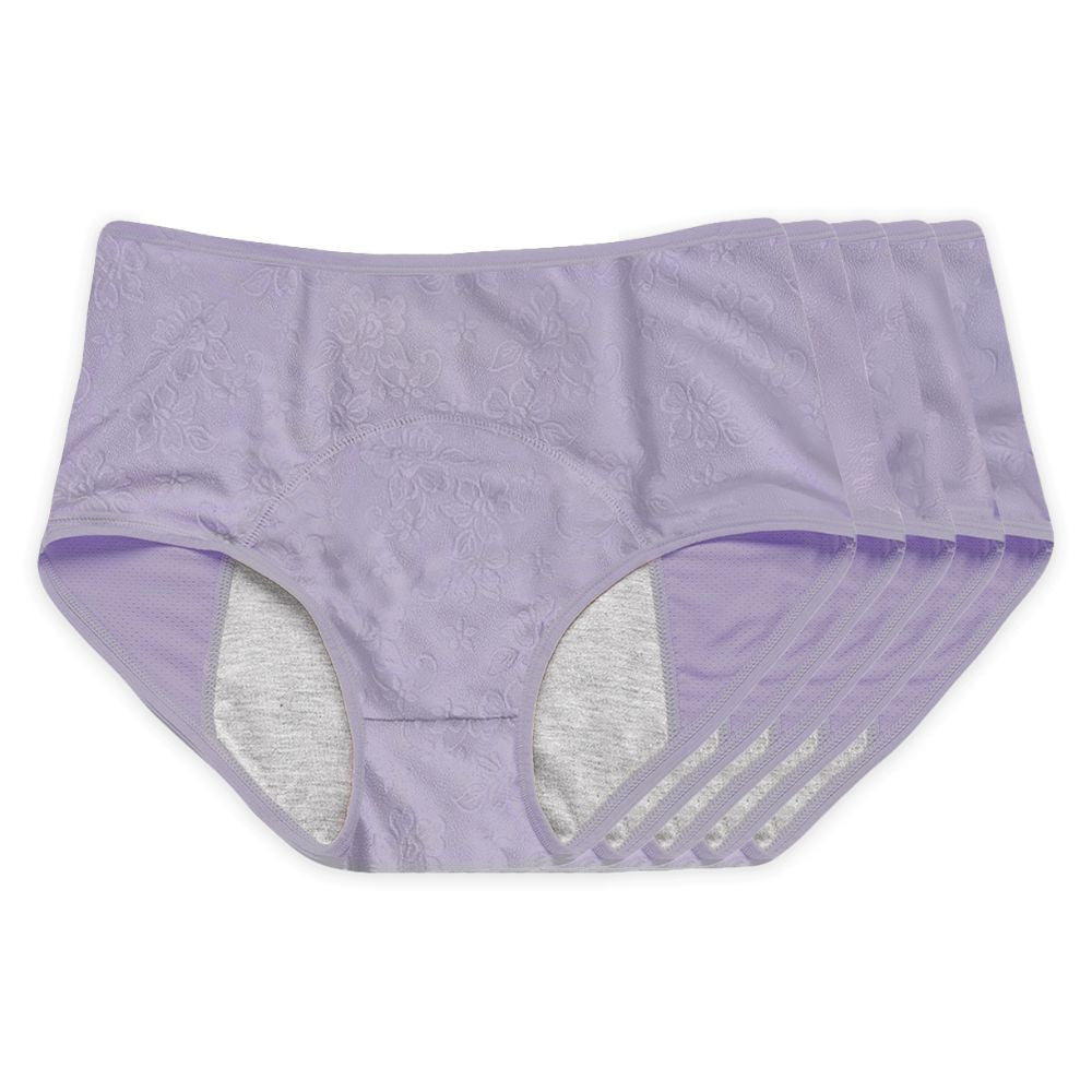 Wiederverwendbare Inkontinenzslips mit Blumenmuster (Lavendel, 5er-Pack) 